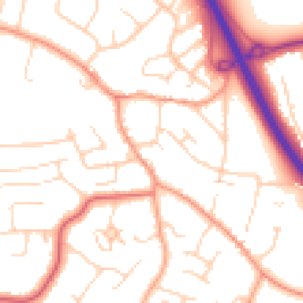 Daytime road noise heatmap for CM2 7JR
