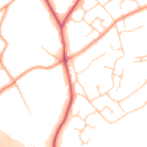 Daytime road noise heatmap for CM2 8QL