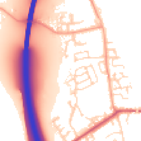 Daytime road noise heatmap for CM22 6TY