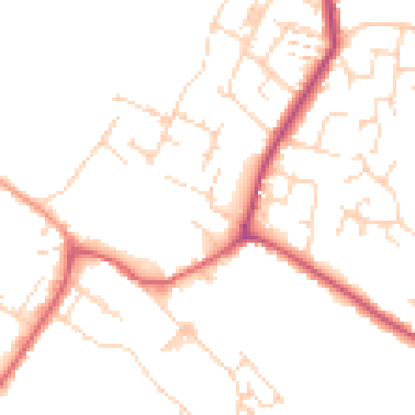 Daytime road noise heatmap for CM9 4AA