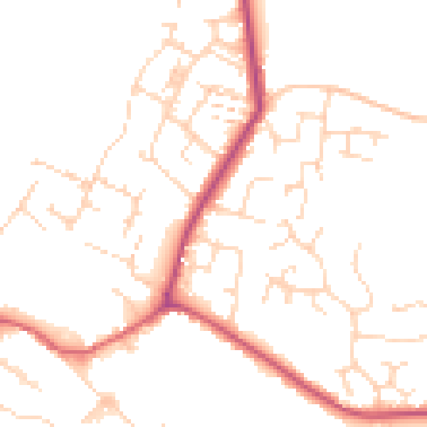 Daytime road noise heatmap for CM9 4AW