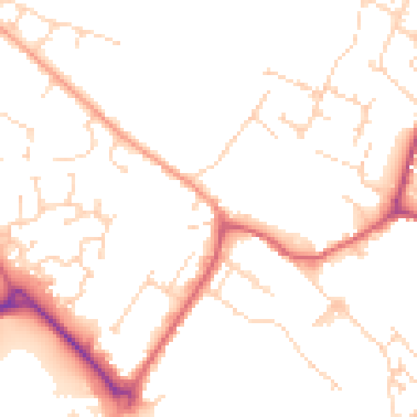 Daytime road noise heatmap for CM9 4LU