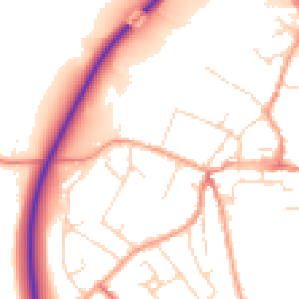 Daytime road noise heatmap for CM9 6HE