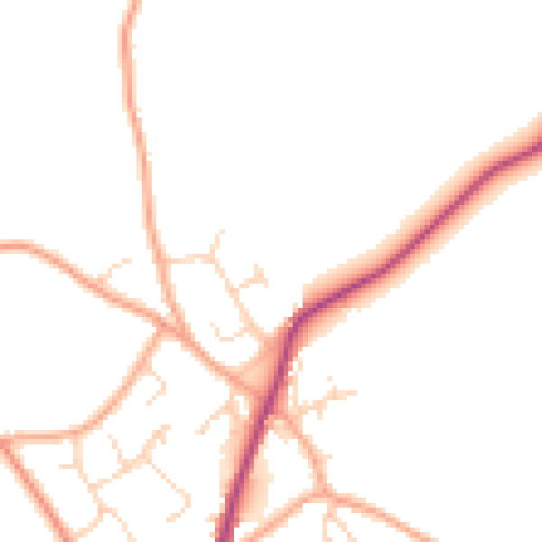 Daytime road noise heatmap for CM9 8RU