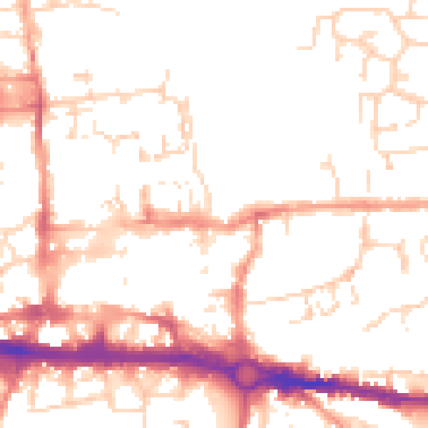 Daytime road noise heatmap for CO1 1BE