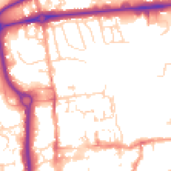 Daytime road noise heatmap for CO1 1BQ