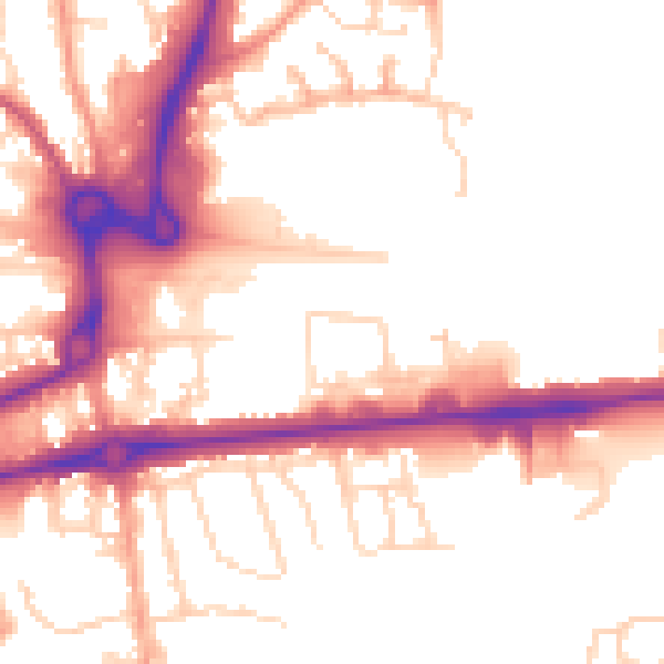 Daytime road noise heatmap for CO1 1BX