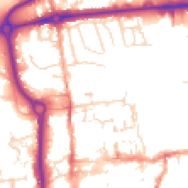 Daytime road noise heatmap for CO1 1BY