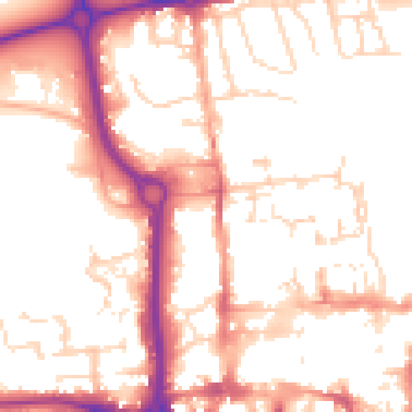 Daytime road noise heatmap for CO1 1BZ