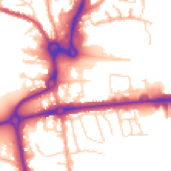 Daytime road noise heatmap for CO1 1DL