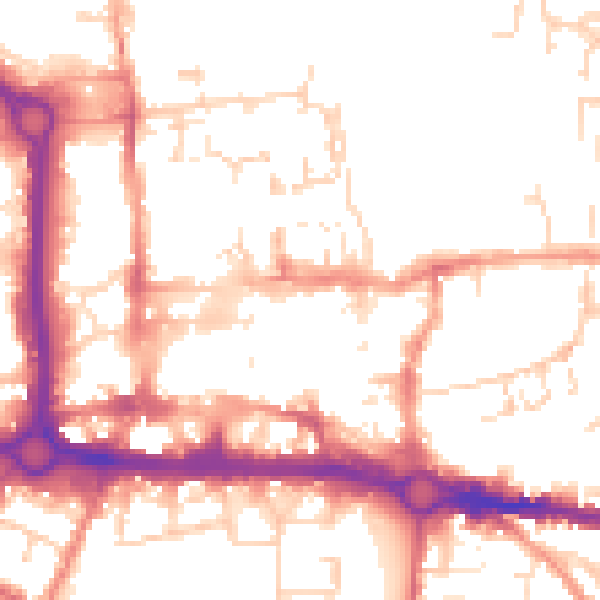 Daytime road noise heatmap for CO1 1DX