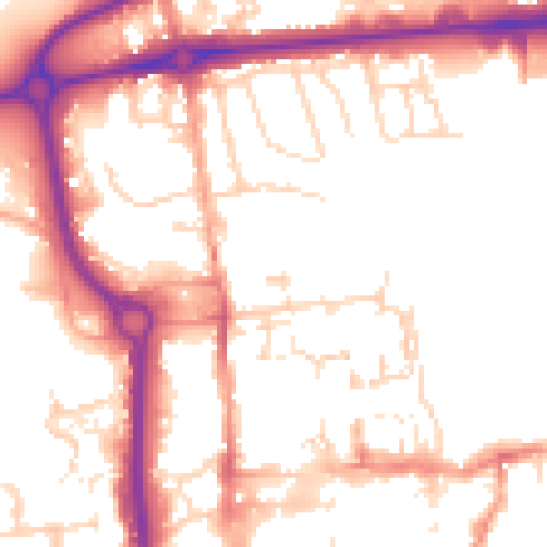 Daytime road noise heatmap for CO1 1EA