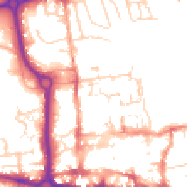 Daytime road noise heatmap for CO1 1EJ