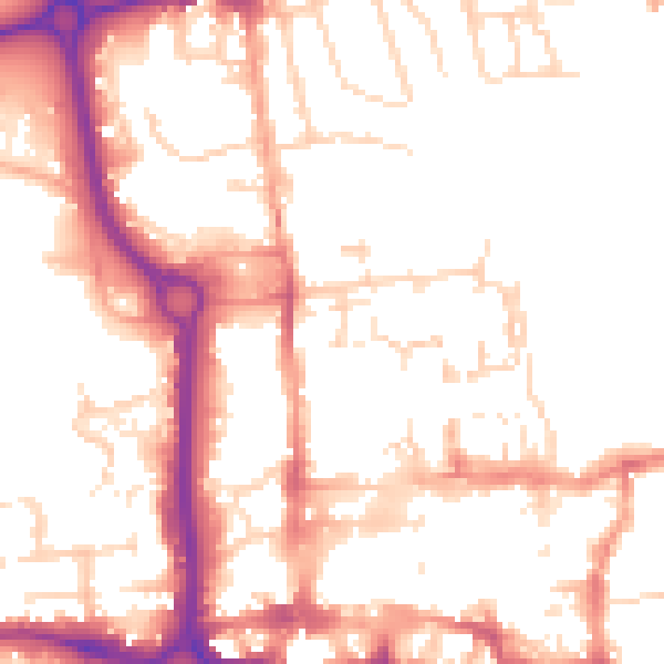 Daytime road noise heatmap for CO1 1EU