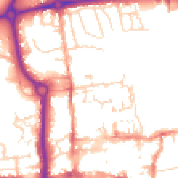 Daytime road noise heatmap for CO1 1EZ