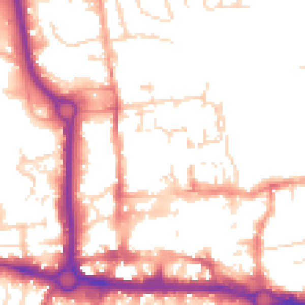 Daytime road noise heatmap for CO1 1FQ