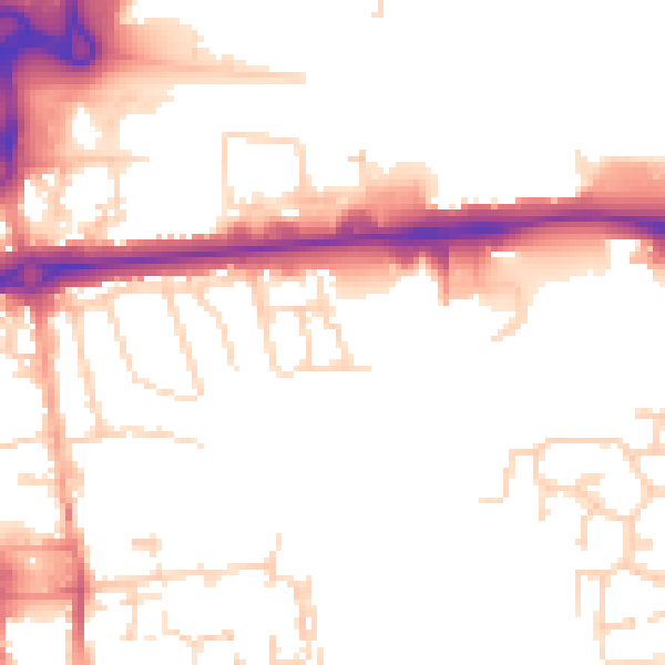 Daytime road noise heatmap for CO1 1LY