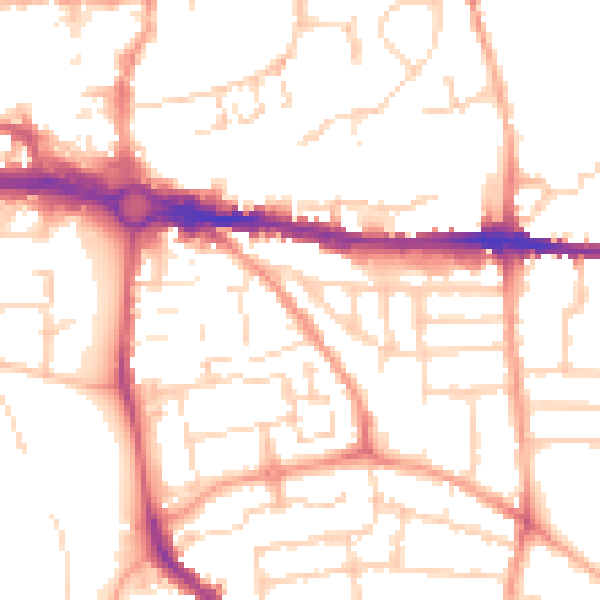 Daytime road noise heatmap for CO1 2AJ