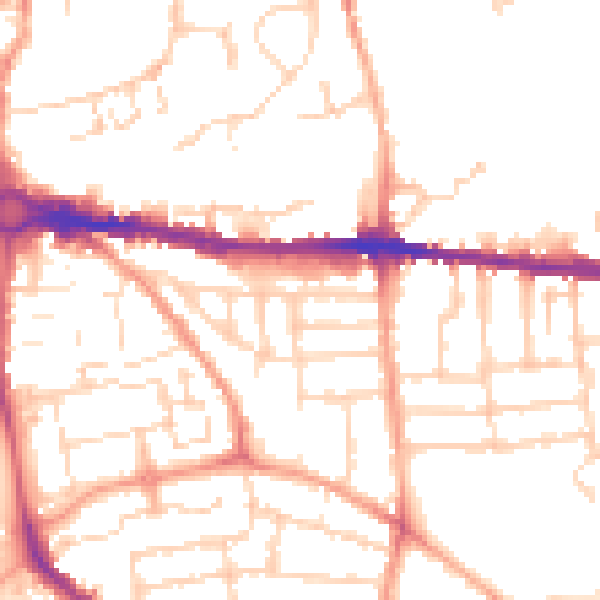 Daytime road noise heatmap for CO1 2EN