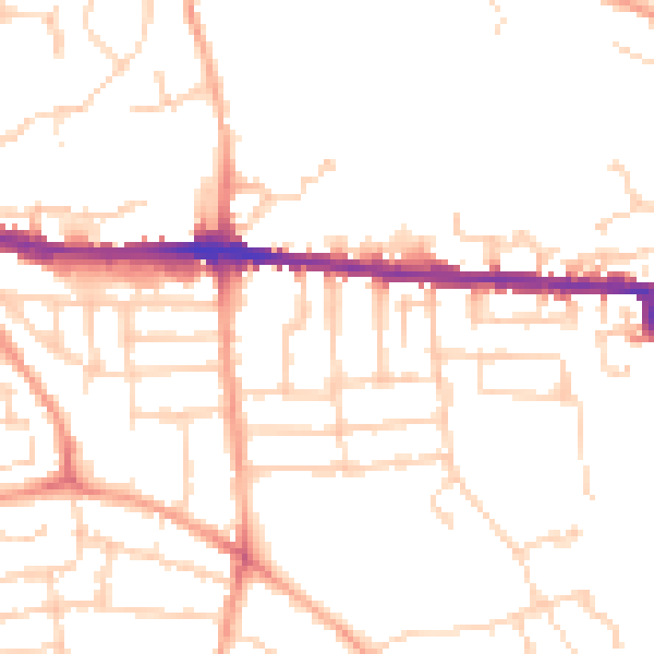 Daytime road noise heatmap for CO1 2JJ