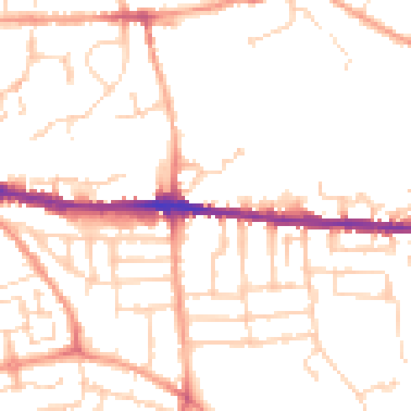 Daytime road noise heatmap for CO1 2LJ