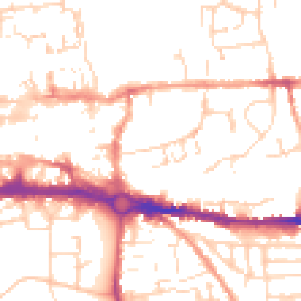 Daytime road noise heatmap for CO1 2PY