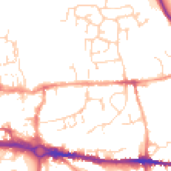 Daytime road noise heatmap for CO1 2QL