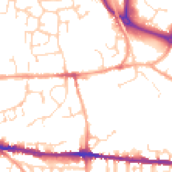 Daytime road noise heatmap for CO1 2UF
