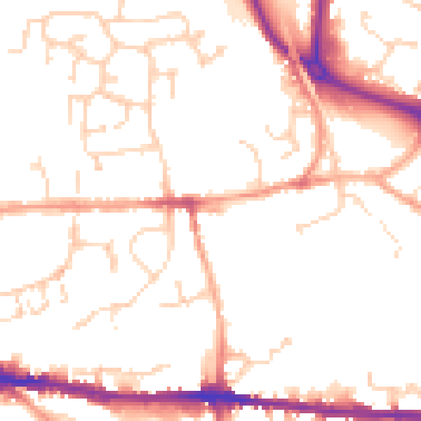 Daytime road noise heatmap for CO1 2UG