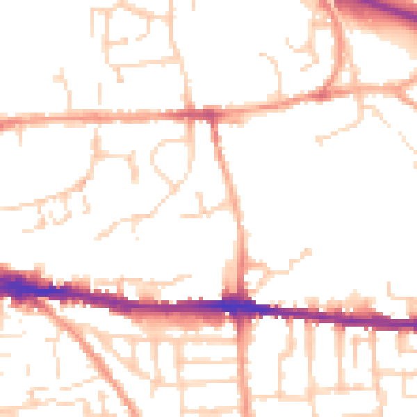 Daytime road noise heatmap for CO1 2WA