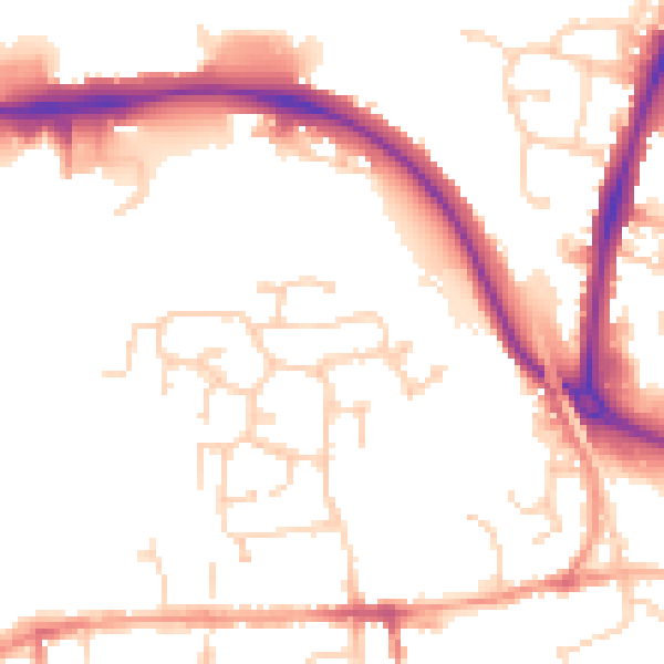 Daytime road noise heatmap for CO1 2YU