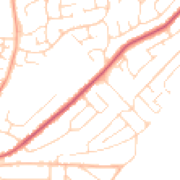 Daytime road noise heatmap for CO13 0AF