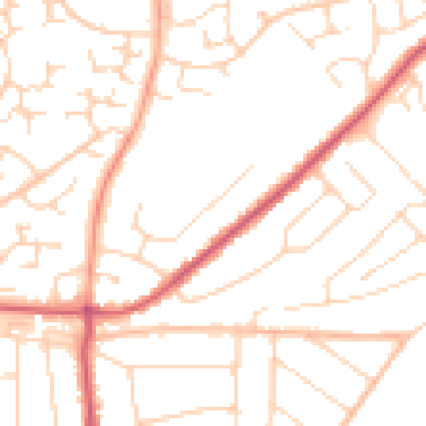 Daytime road noise heatmap for CO13 0AW