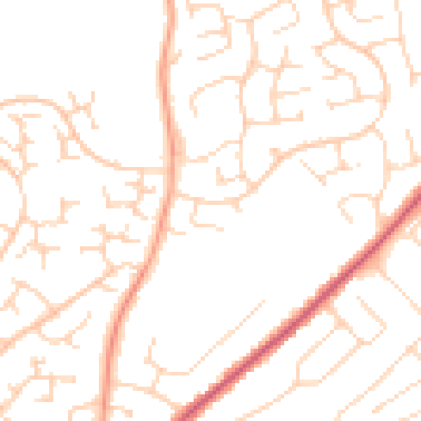 Daytime road noise heatmap for CO13 0AZ