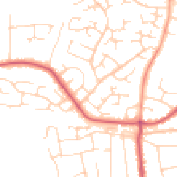 Daytime road noise heatmap for CO13 0QJ