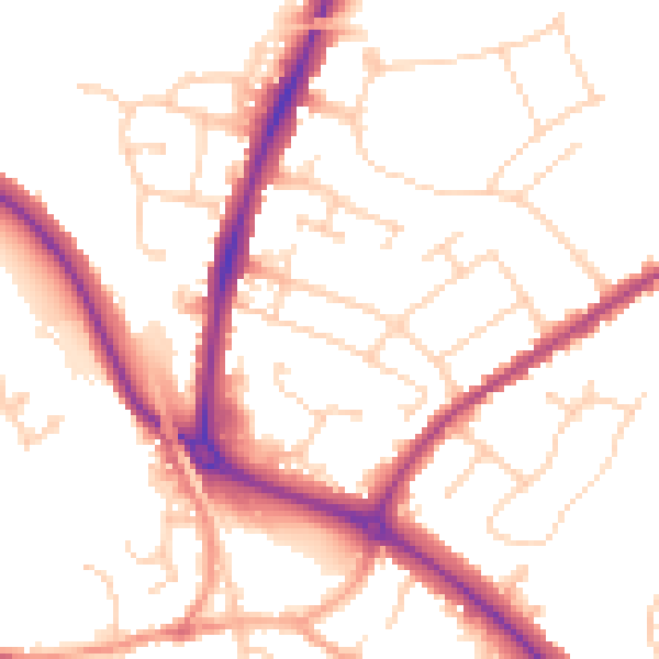 Daytime road noise heatmap for CO4 0EA