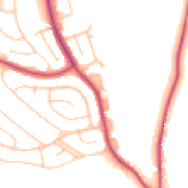 Daytime road noise heatmap for CR0 0AB