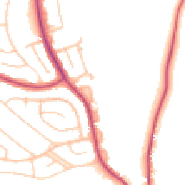 Daytime road noise heatmap for CR0 0AF