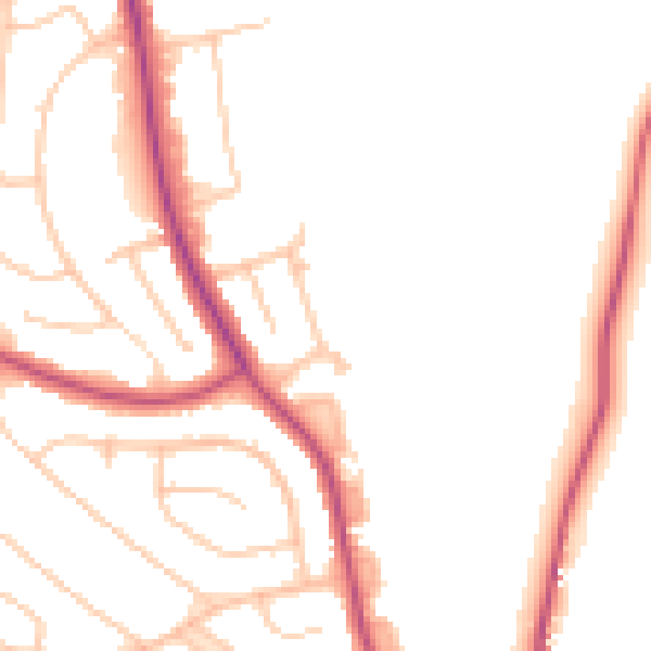 Daytime road noise heatmap for CR0 0AZ