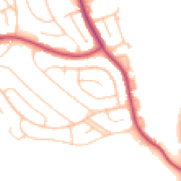Daytime road noise heatmap for CR0 0BL