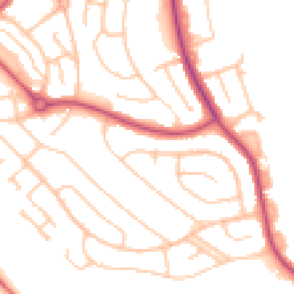 Daytime road noise heatmap for CR0 0BS