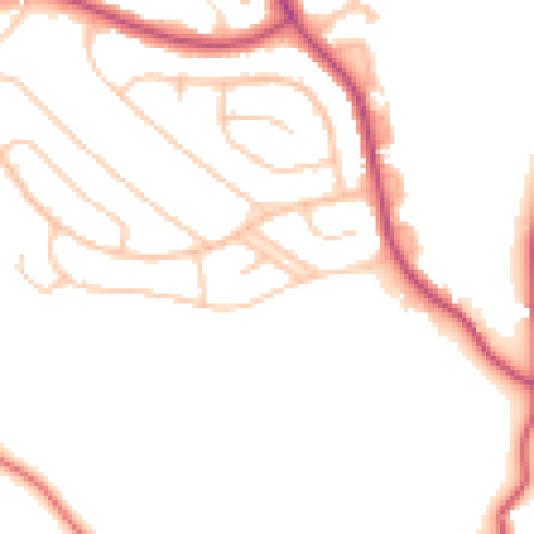Daytime road noise heatmap for CR0 0BY