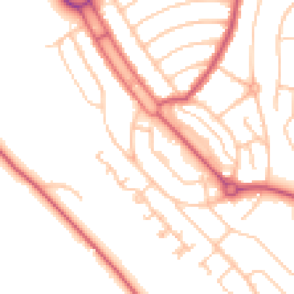 Daytime road noise heatmap for CR0 0DA