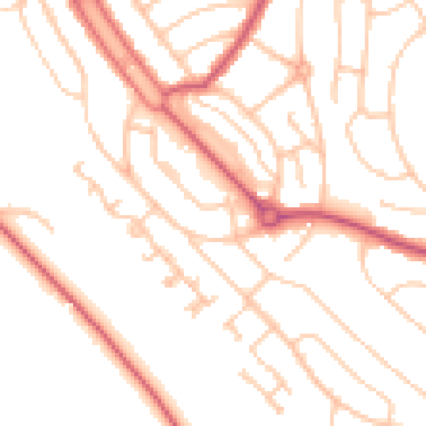 Daytime road noise heatmap for CR0 0DB