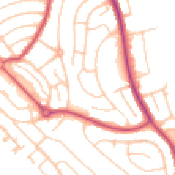 Daytime road noise heatmap for CR0 0ET