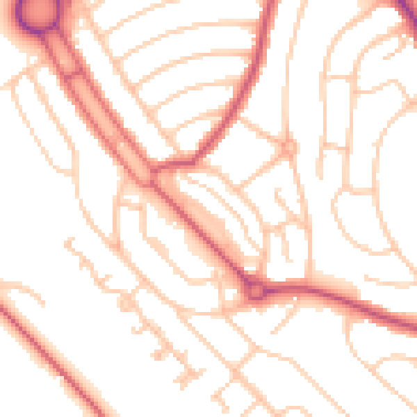 Daytime road noise heatmap for CR0 0JL