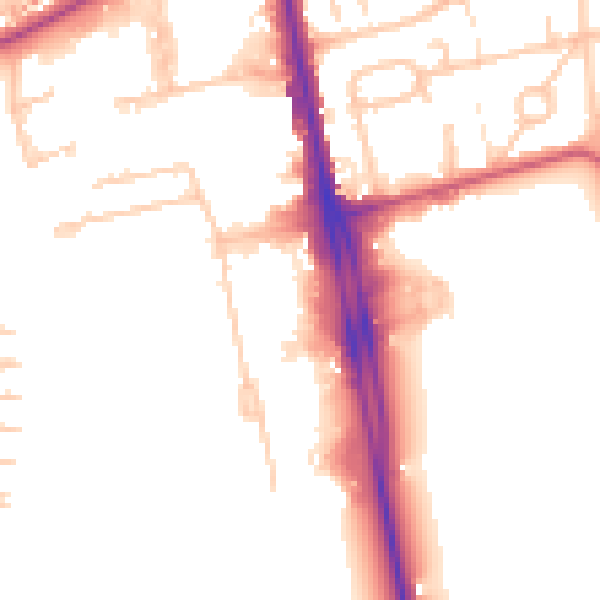 Daytime road noise heatmap for CR0 0XZ