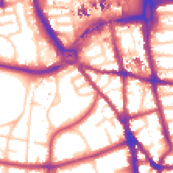 Daytime road noise heatmap for CR0 1AD
