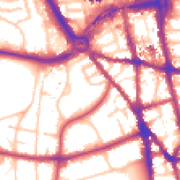 Daytime road noise heatmap for CR0 1AP