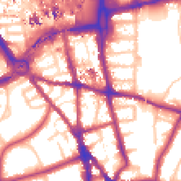 Daytime road noise heatmap for CR0 1EL